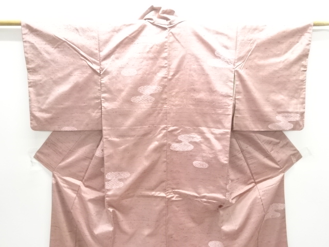  アンティーク　霞に古典柄織出し手織り節紬着物